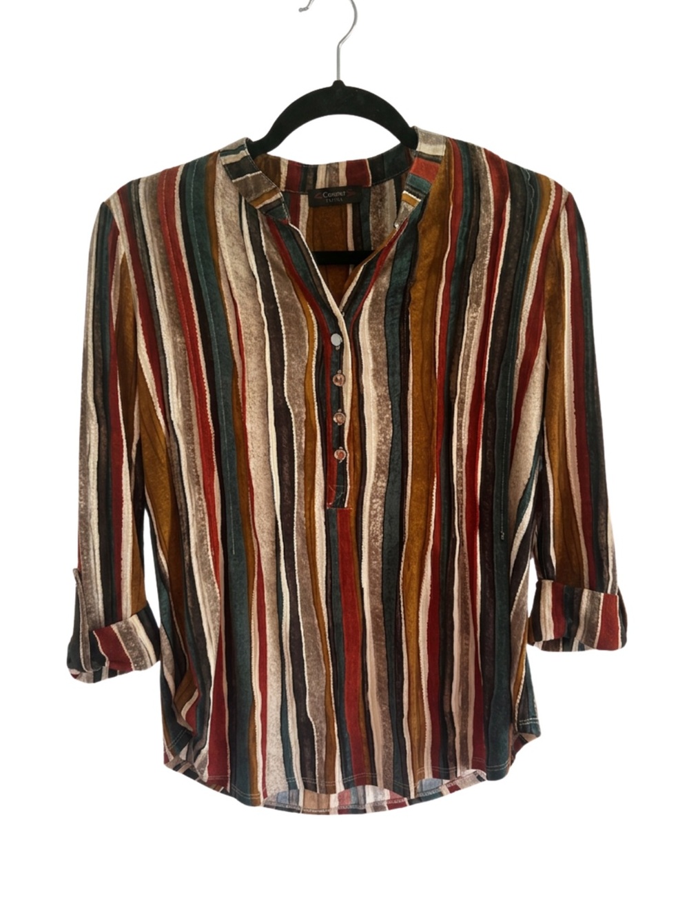 Cocomo Petite Striped Button-Front Women's Top - Multi